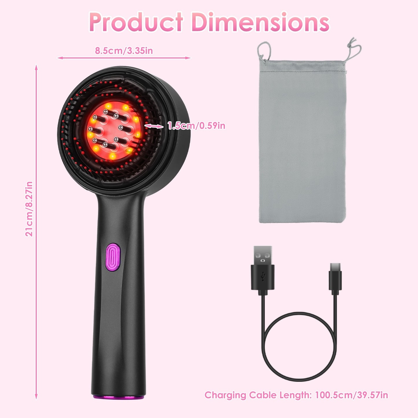 Waterproof 3-in-1 Red Light Hair Oil Applicator Scalp Massager Brush