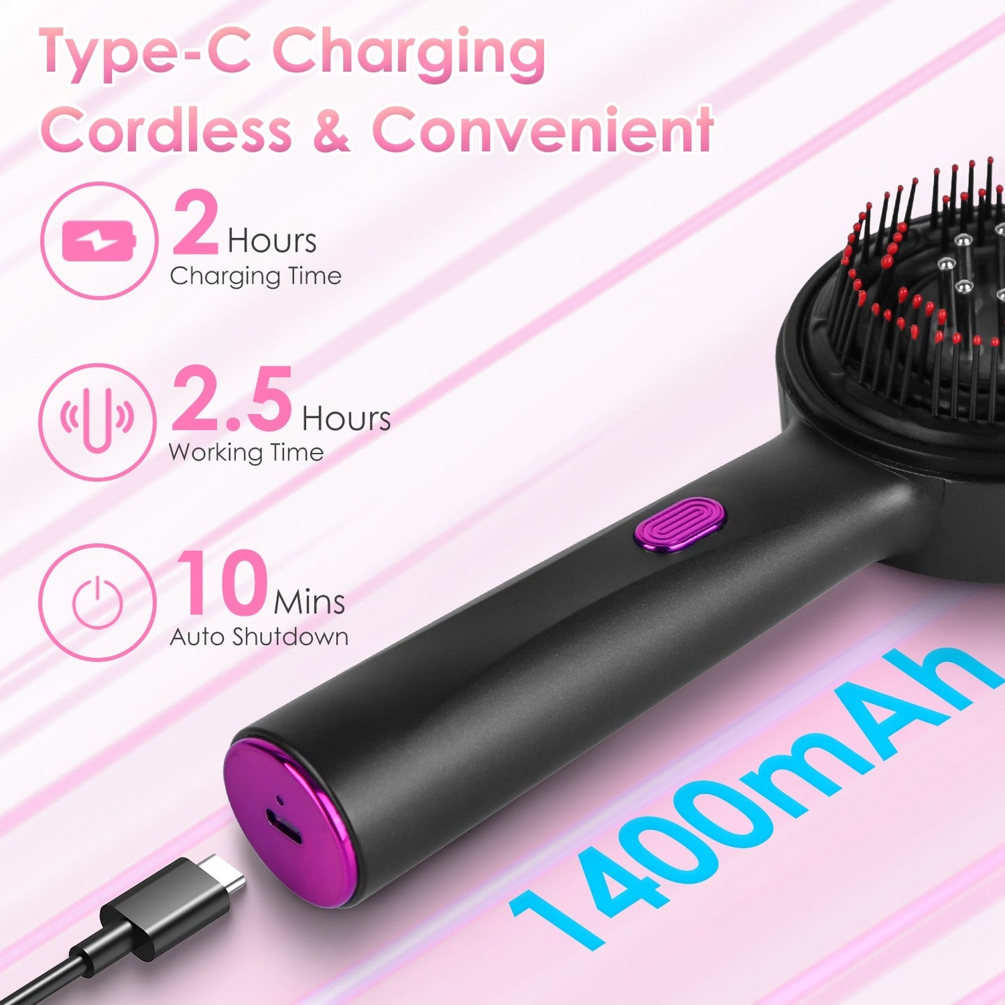 Waterproof 3-in-1 Red Light Hair Oil Applicator Scalp Massager Brush